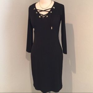 NWT Calvin Klein Black V Neck Dress Size 12